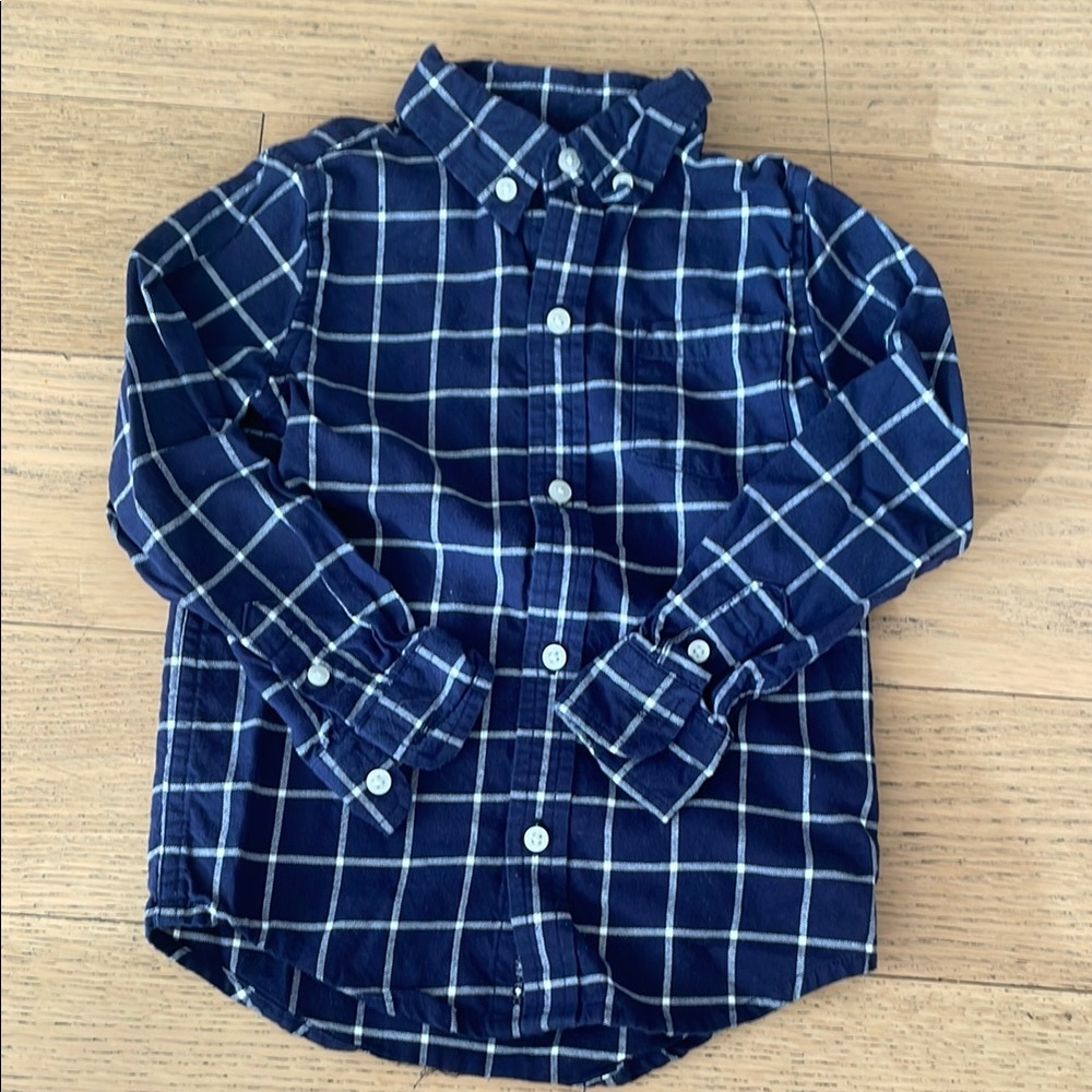 Janie and Jack Navy Checkered Button Down Shirt Sz 3T!